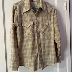 VTG 70s Plaid Long Sleeve Rappers Size Medium Women’s Long Sleeve Button Up